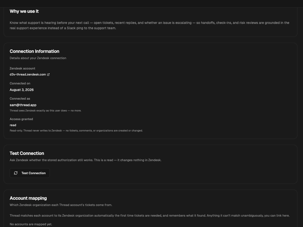 Thread feature detail — Product and Project Management app on the Zendesk Marketplace